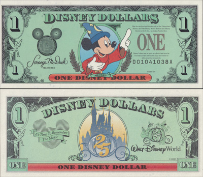 WDW25周年記念 $1紙幣 ミッキー