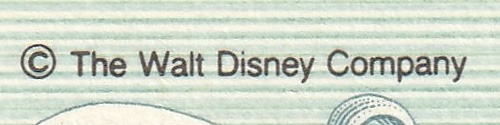 500円券のコピーライト表記2「© The Walt Disney Company」